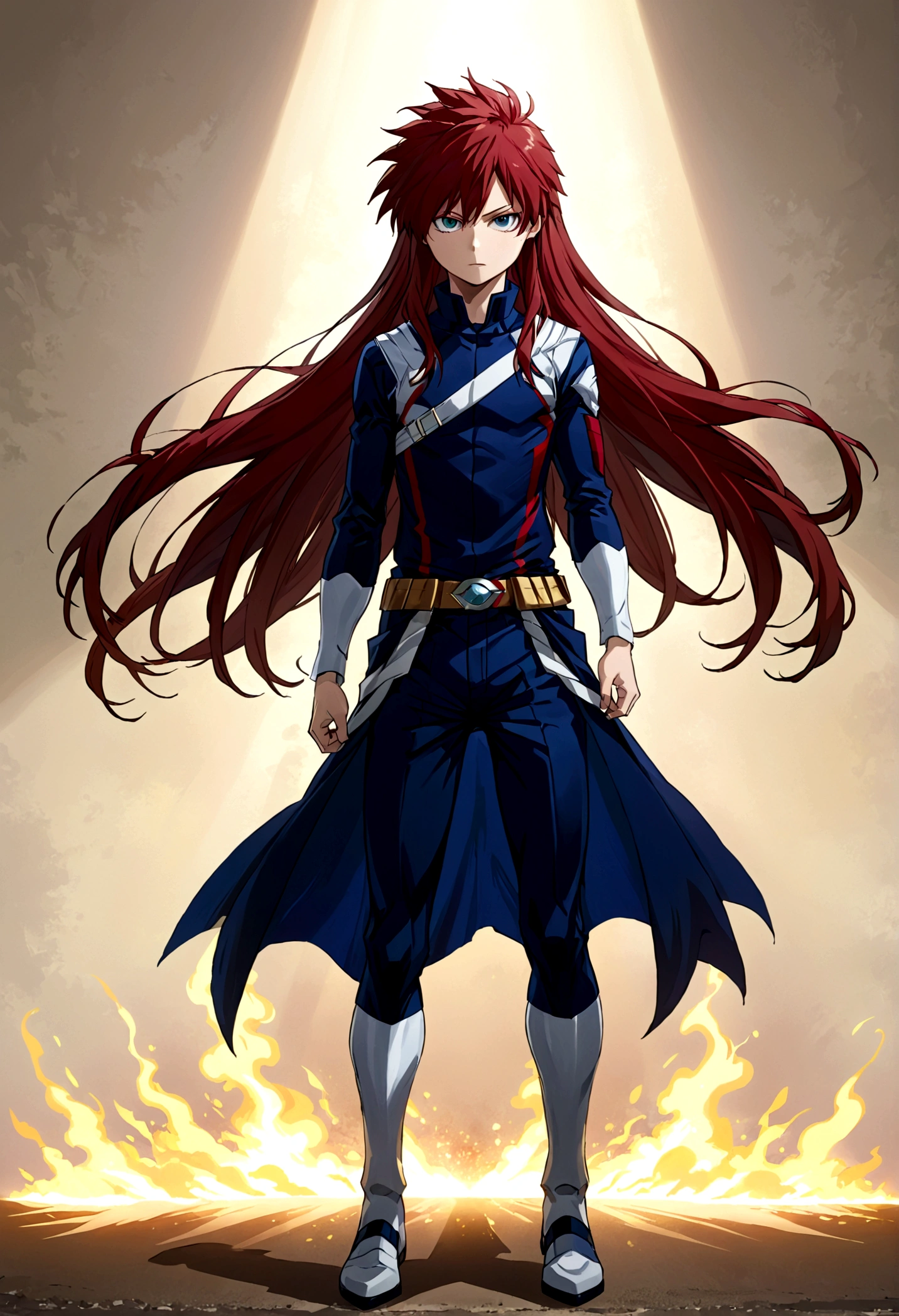 Genderband, todoroki shoto, my hero academia, long hair, beautiful eyes, full body