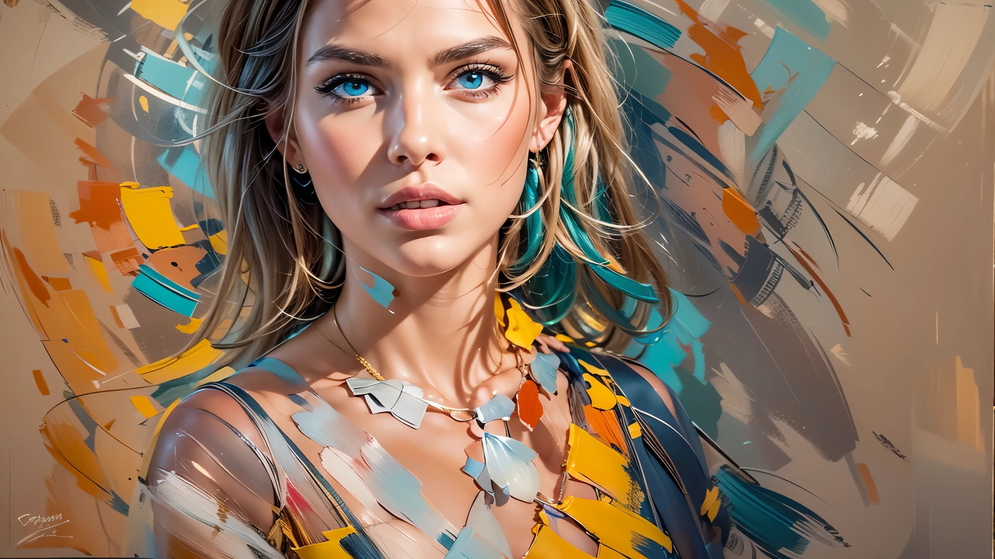 ((Speed Paint) +++ Female portrait, palette knife painting, impressionist style, brushwork technique, large stroke