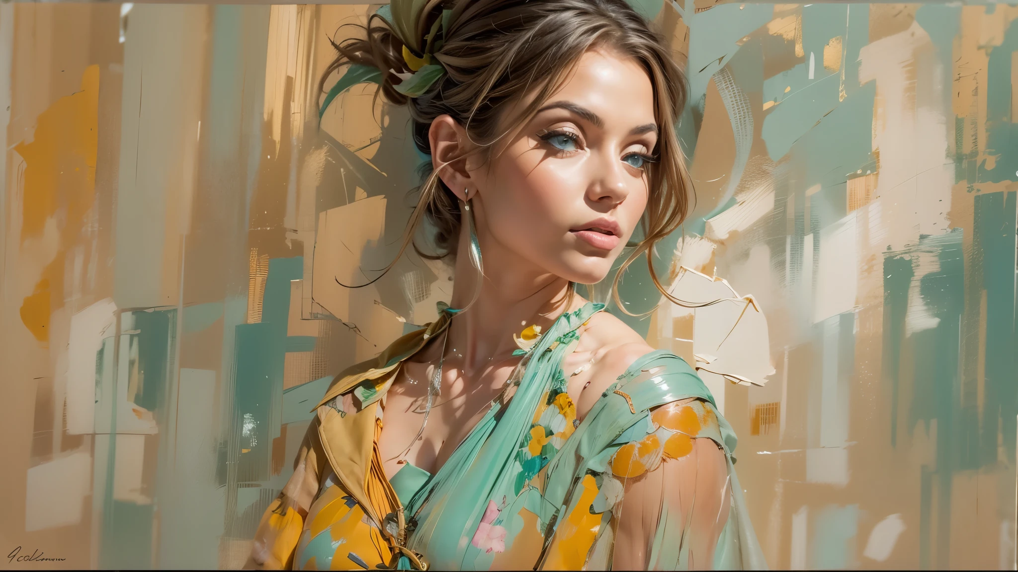 ((Speed Paint) +++ Female portrait, palette knife painting, impressionist style, brushwork technique, large stroke