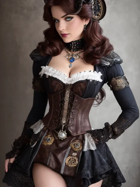 (((ultra detailed, beautiful face, megapixel))) craft a visually striking photo realistic image of a steampunk futuristic disney...