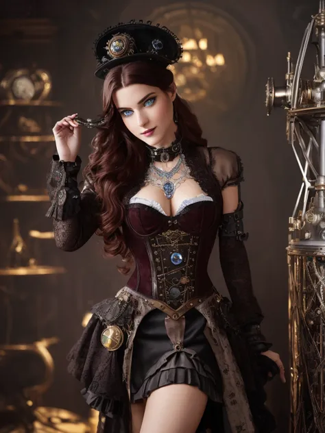 (((ultra detailed, beautiful face, megapixel))) craft a visually striking photo realistic image of a steampunk futuristic disney...