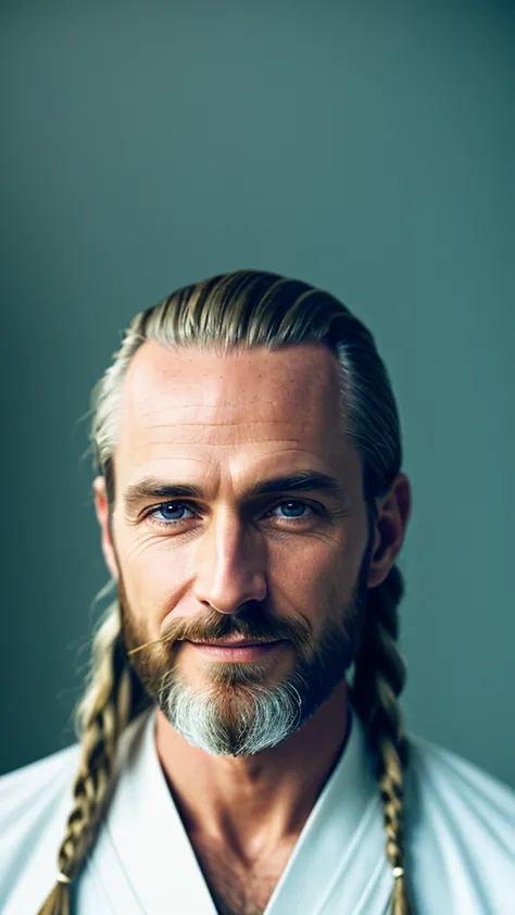 (symmetry),centered,a ((close)) portrait,(Jesus),a very thin white, handsome old white man with long cornrow hairstyle and a bea...
