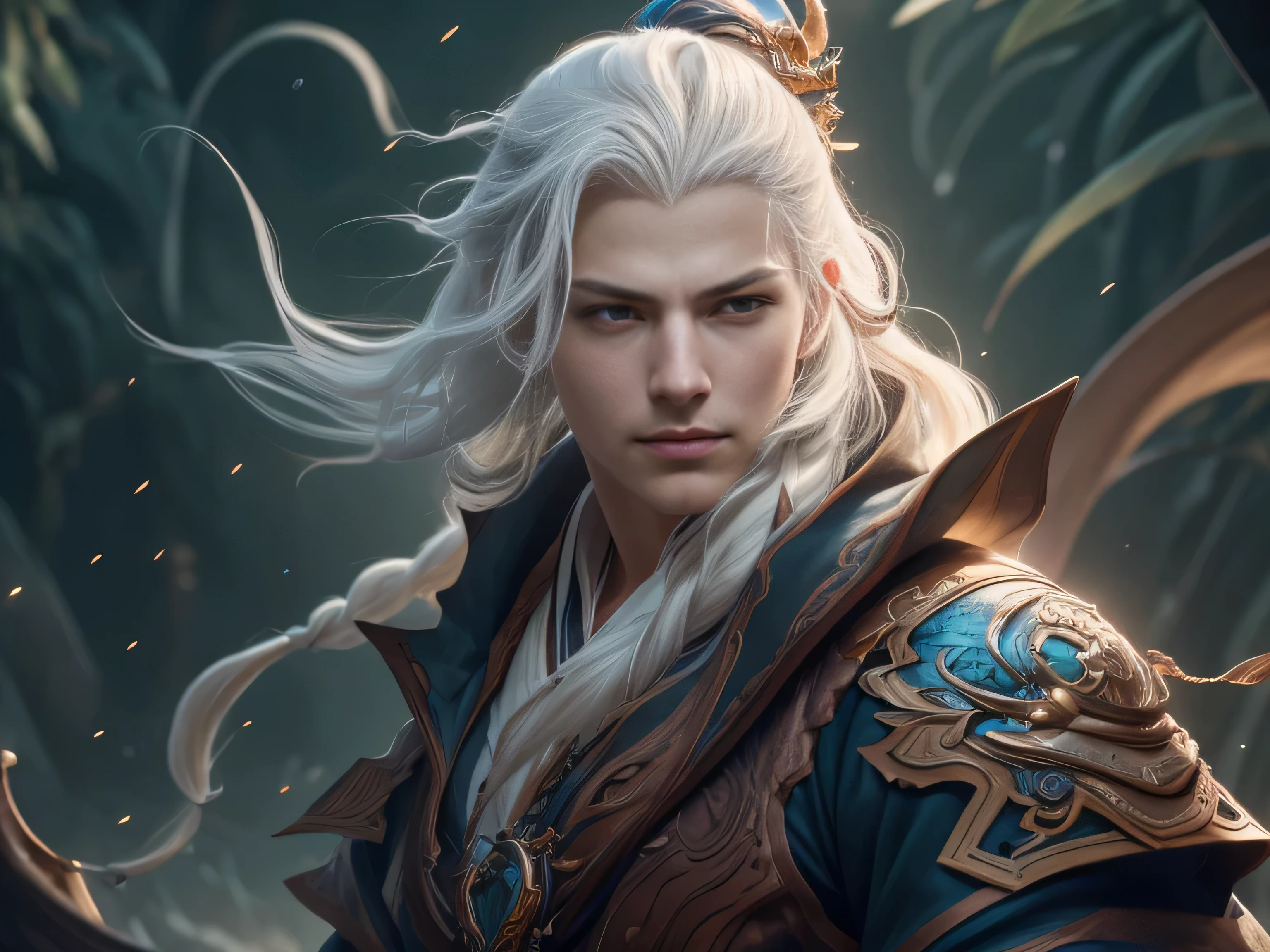 (Best Quality, 8K, Masterpiece, HDR, Soft Lighting, Picture Perfect, Realistic, Vivid), Male Humanoid Dragon (1.0), 1 Guy, Perfect Face, Super Detailed Photo of a Gorgeous Humanoid Dragon Man with Long White Hair, Side by Side lies a white dragon, Beautiful anime fantasy, background blur, anime fantasy, work in the style of Gouves, realism: 1.37, long white hair, plump lips, (Ultra high quality fantasy art), Masterpiece, male model, male character ultra high quality designs, detailed 8k anime art, realistic anime art, highest quality wallpapers, intricate ultra high quality accurate male characters faces, high quality designs and accurate physics (fantasy - ultra high quality art), dark fantasy style), masterpieces, super high quality quality characters, anime resolution - 8K, realistic anime art, wallpapers with the highest quality illustrations, ultra-high detail faces, high-quality design and accurate physics), color, depth of field, shadows, ray tracing, high-quality execution. -high quality and 8K resolution, (Accurate simulation of the interaction of light and materials)], [High-quality hair detail [Read more about beautiful and shiny white hair]], (Beautifully detailed hands [perfect fingers [Perfect nails]]], (perfect anatomy ( perfect proportions)))) [[Full-length]], [Perfect combination of colors (Accurate imitation of the interaction of light and material)], [art that conveys the meaning of the story](modified)