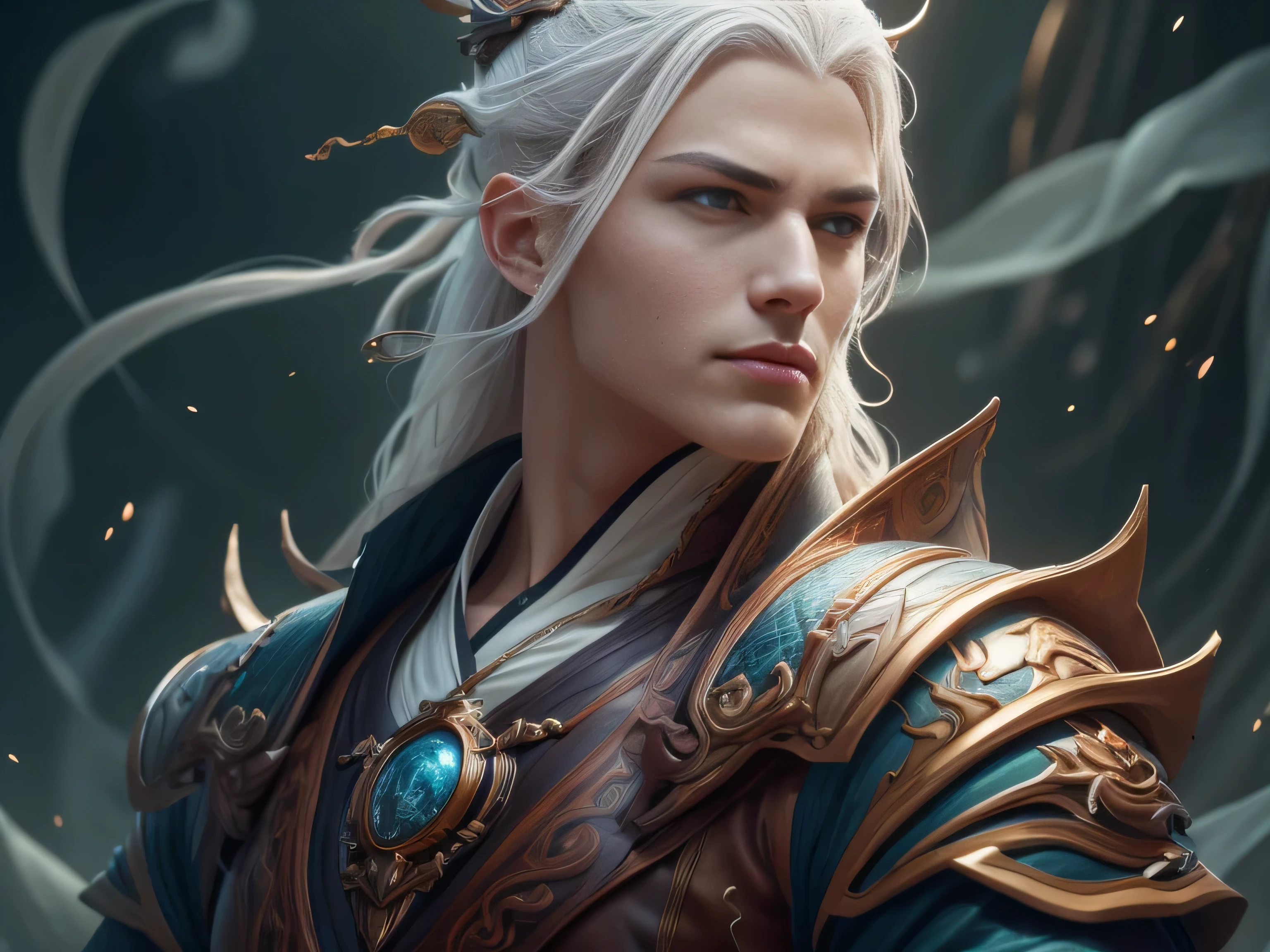 (Best Quality, 8K, Masterpiece, HDR, Soft Lighting, Picture Perfect, Realistic, Vivid), Male Humanoid Dragon (1.0), 1 Guy, Perfect Face, Super Detailed Photo of a Gorgeous Humanoid Dragon Man with Long White Hair, Side by Side lies a white dragon, Beautiful anime fantasy, background blur, anime fantasy, work in the style of Gouves, realism: 1.37, long white hair, plump lips, (Ultra high quality fantasy art), Masterpiece, male model, male character ultra high quality designs, detailed 8k anime art, realistic anime art, highest quality wallpapers, intricate ultra high quality accurate male characters faces, high quality designs and accurate physics (fantasy - ultra high quality art), dark fantasy style), masterpieces, super high quality quality characters, anime resolution - 8K, realistic anime art, wallpapers with the highest quality illustrations, ultra-high detail faces, high-quality design and accurate physics), color, depth of field, shadows, ray tracing, high-quality execution. -high quality and 8K resolution, (Accurate simulation of the interaction of light and materials)], [High-quality hair detail [Read more about beautiful and shiny white hair]], (Beautifully detailed hands [perfect fingers [Perfect nails]]], (perfect anatomy ( perfect proportions)))) [[Full-length]], [Perfect combination of colors (Accurate imitation of the interaction of light and material)], [art that conveys the meaning of the story](modified)