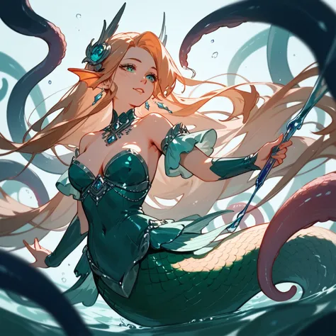 Mermaid Archer in tentacle liquid art style, (score_9,score_8_up,score_7_up,score_6_up,score_5_up,score_4_up) 

