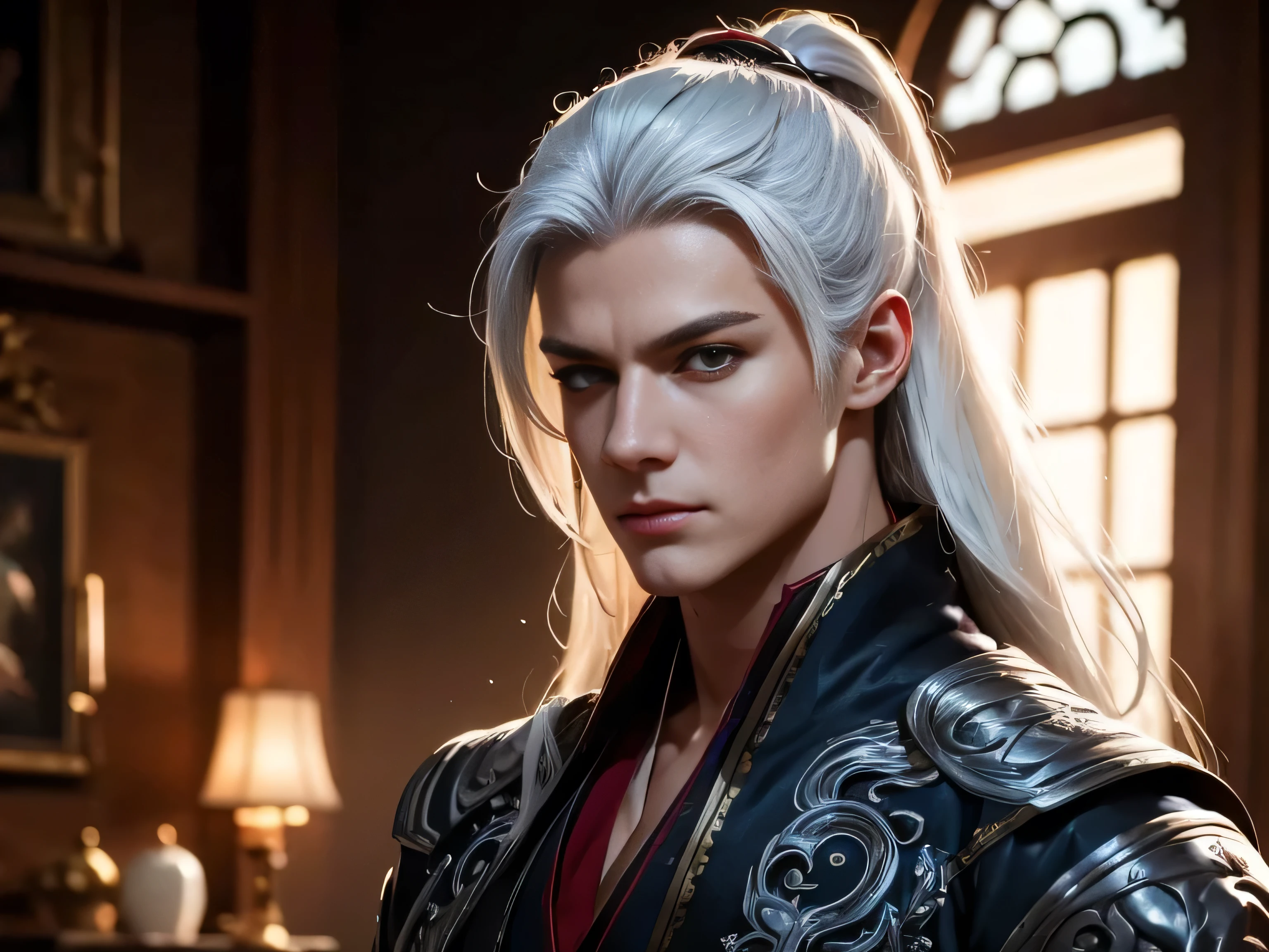 (Best Quality, 8K, Masterpiece, HDR, Soft Lighting, Picture Perfect, Realistic, Vivid), Male Humanoid Dragon (1.0), 1 Guy, Perfect Face, Super Detailed Photo of a Gorgeous Humanoid Dragon Man with Long White Hair, Side by Side lies a white dragon, Beautiful anime fantasy, background blur, anime fantasy, work in the style of Gouves, realism: 1.37, long white hair, plump lips, (Ultra high quality fantasy art), Masterpiece, male model, male character ultra high quality designs, detailed 8k anime art, realistic anime art, highest quality wallpapers, intricate ultra high quality accurate male characters faces, high quality designs and accurate physics (fantasy - ultra high quality art), dark fantasy style), masterpieces, super high quality quality characters, anime resolution - 8K, realistic anime art, wallpapers with the highest quality illustrations, ultra-high detail faces, high-quality design and accurate physics), color, depth of field, shadows, ray tracing, high-quality execution. -high quality and 8K resolution, (Accurate simulation of the interaction of light and materials)], [High-quality hair detail [Read more about beautiful and shiny white hair]], (Beautifully detailed hands [perfect fingers [Perfect nails]]], (perfect anatomy ( perfect proportions)))) [[Full-length]], [Perfect combination of colors (Accurate imitation of the interaction of light and material)], [art that conveys the meaning of the story](modified)