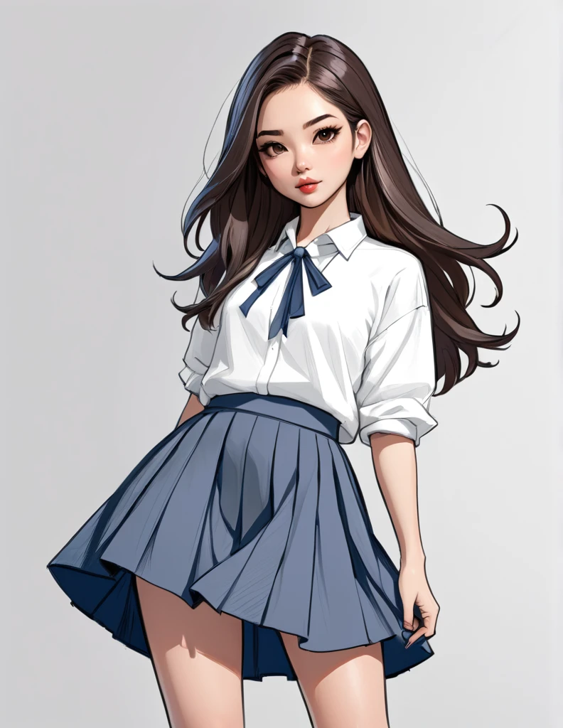 character concept design, line art，clothing design sketch，a skirt，High quality illustrationtiz，meticuloso，pencil drawing，pen painting，