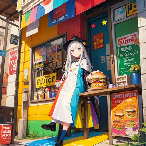 witch（Art room　Painting on canvas（Burger Shop　　Rainbow colors）smile）Poster
