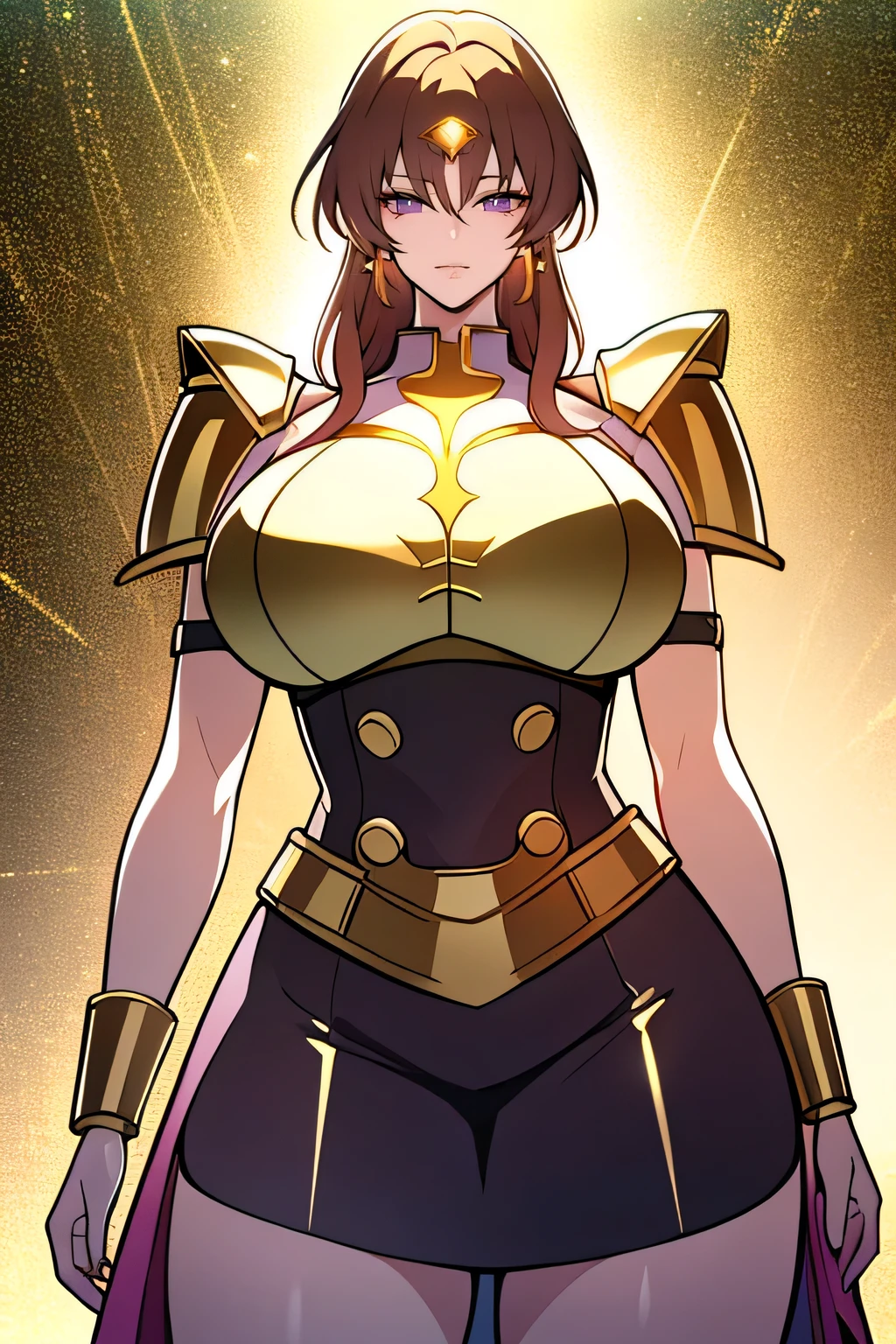 Ultra-realistic 8K CG, masterpiece, ((Very detailed background,  Exquisite detail, Very detailed, Top quality with attention to detail, Ultra detailed face)), Huge breasts ,Beautiful lighting, absurdes, BoaHancockV2,  One girl, alone, (Light copper blonde hair), Long Hair, jewelry, Mouth closed, ), ((In shining golden armor: 1.4),， (Saint Seiya Armor: 1.4), (Underbust : 1.4), Curvy, abdomen, Curvy, Thighs, Shiny clothes), Purple eyes, Complex and detailed background, internal, Luxury Palace), ((Cowboy Shot)), Curvy, (Huge breasts: 1.1), Captivating smile, Cowboy Shot,