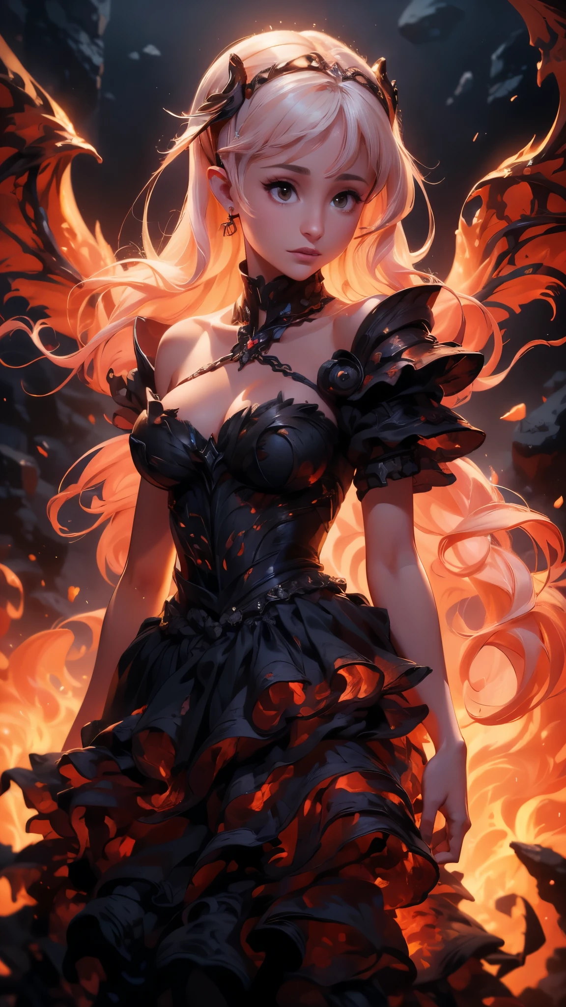 (最好的品质,高分辨率,超详细,实际的),格兰德阿丽亚娜 in a black dress with flames on her chest, 史诗奇幻艺术 style hd, 4k奇幻艺术, 史诗般的幻想数字艺术 style, 史诗奇幻艺术 style, 幻想中的女人, 史诗奇幻艺术 portrait, 史诗奇幻风格, 超现实幻想艺术, 高清幻想艺术, 史诗奇幻人物艺术, 史诗奇幻艺术, 黑暗幻想艺术风格, 史诗般的幻想数字艺术, (完美的解剖结构 :1.4),( 电影灯光 :1.4), (格兰德阿丽亚娜 :1.4),( face detailed 格兰德阿丽亚娜 :1.4), (裙边升降机ed by itself: 1.1), (裙边升降机: 1.3), (露出白色内裤: 1.3)