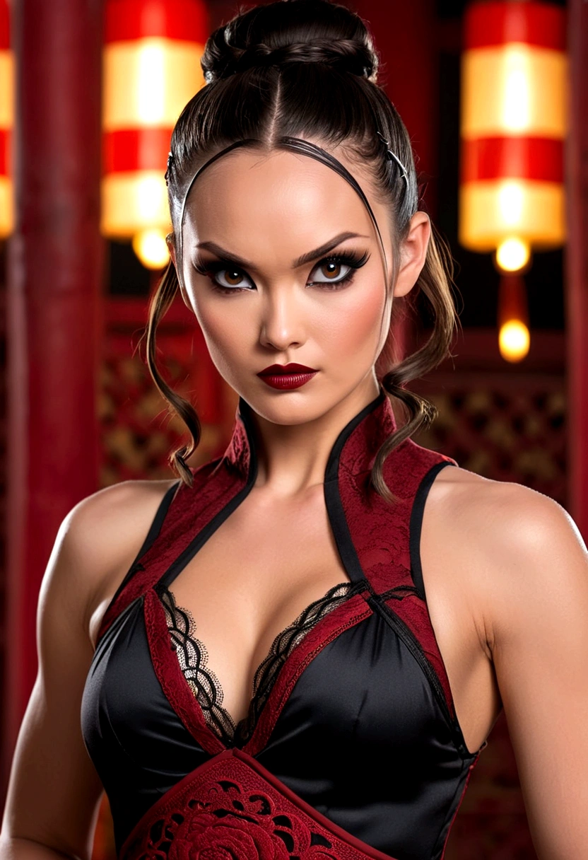 Tori Black asian ninja warrior holding sharp hairpins, ringlets wavy five  feet l - SeaArt AI