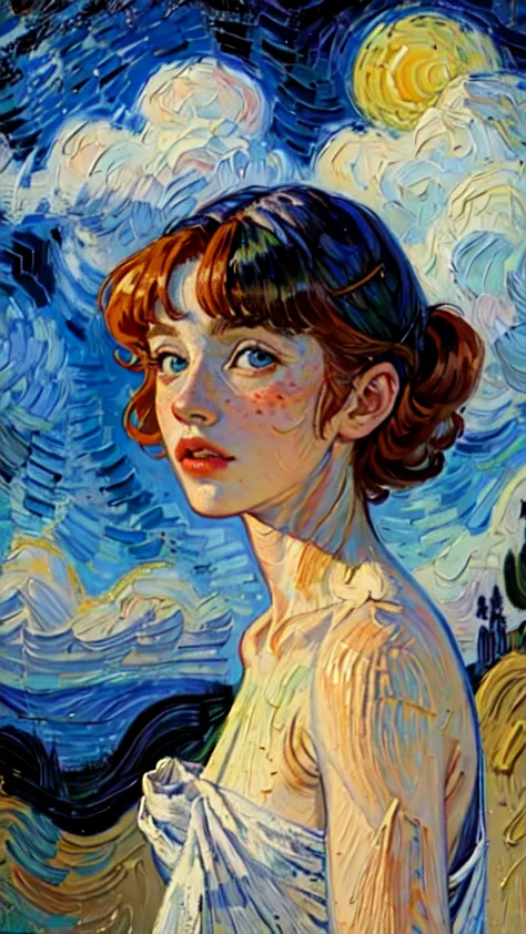 (inspired by vincent van gogh, painting by vincent van gogh, post-impressionism art style, oil painting, oil on canvas, pointill...