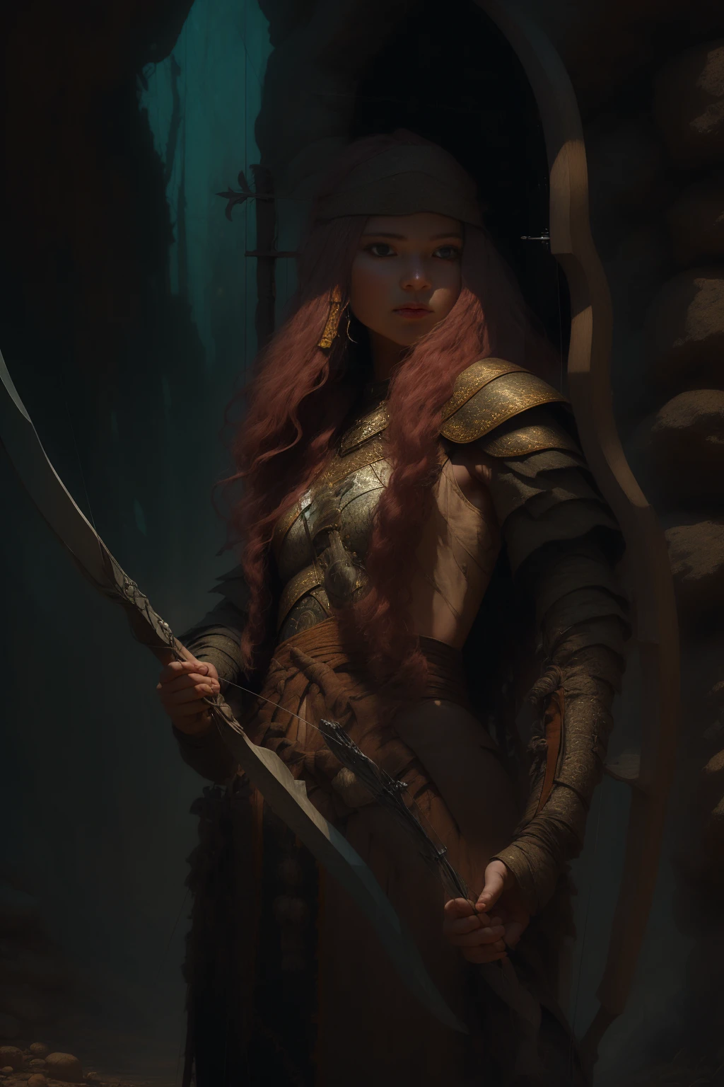 ((1 girl, archer:1.5, bow and arrow in her hand:1.6)), detailed anatomy, fantasy, medieval, detailed face, detailed eyes, detailed lips, loose hair, natural background, dynamic pose, cinematic lighting, vibrant colors , dramatic atmosphere (best quality, 4k, 8k, high resolution, masterpiece: 1.2), ultra detailed, (realistic, photorealistic, photorealistic: 1.37), cinematic composition