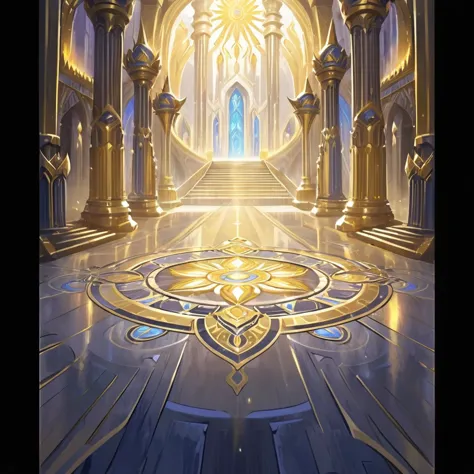 There is a picture of a very large room，There are many pillars inside, Kingdom of Light Background, Cathedral Background, Stunni...
