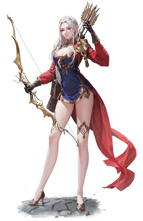 arafed female archer with bow and arrow in hand, female archer, edelgard fire emblem, anime girl holding a bow and arrow, kushat...