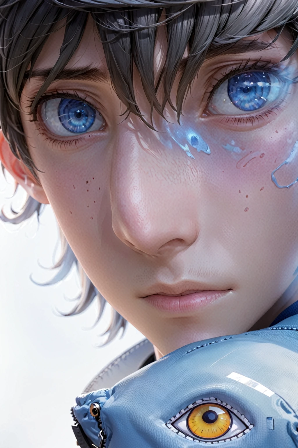 A close-up of a person wearing a jacket and a backpack, trending at CG Station, tall anime boy with blue eyes, manga cover style, trending on CG Station, shigenori soejima illustration, official art book, CG Station, Nagisa Kaworu, Detailed anime character art, a nervous teenage killer, anime cover, anime key images., anime key art...A close-up of a person wearing a jacket and a backpack, poster art by Ei-Q, pixiv, neoism, trending at CG Station, tall anime boy with blue eyes, trending on CG Station, manga cover style, shigenori soejima illustration, official art book, CG Station, Nagisa Kaworu, Detailed anime character art