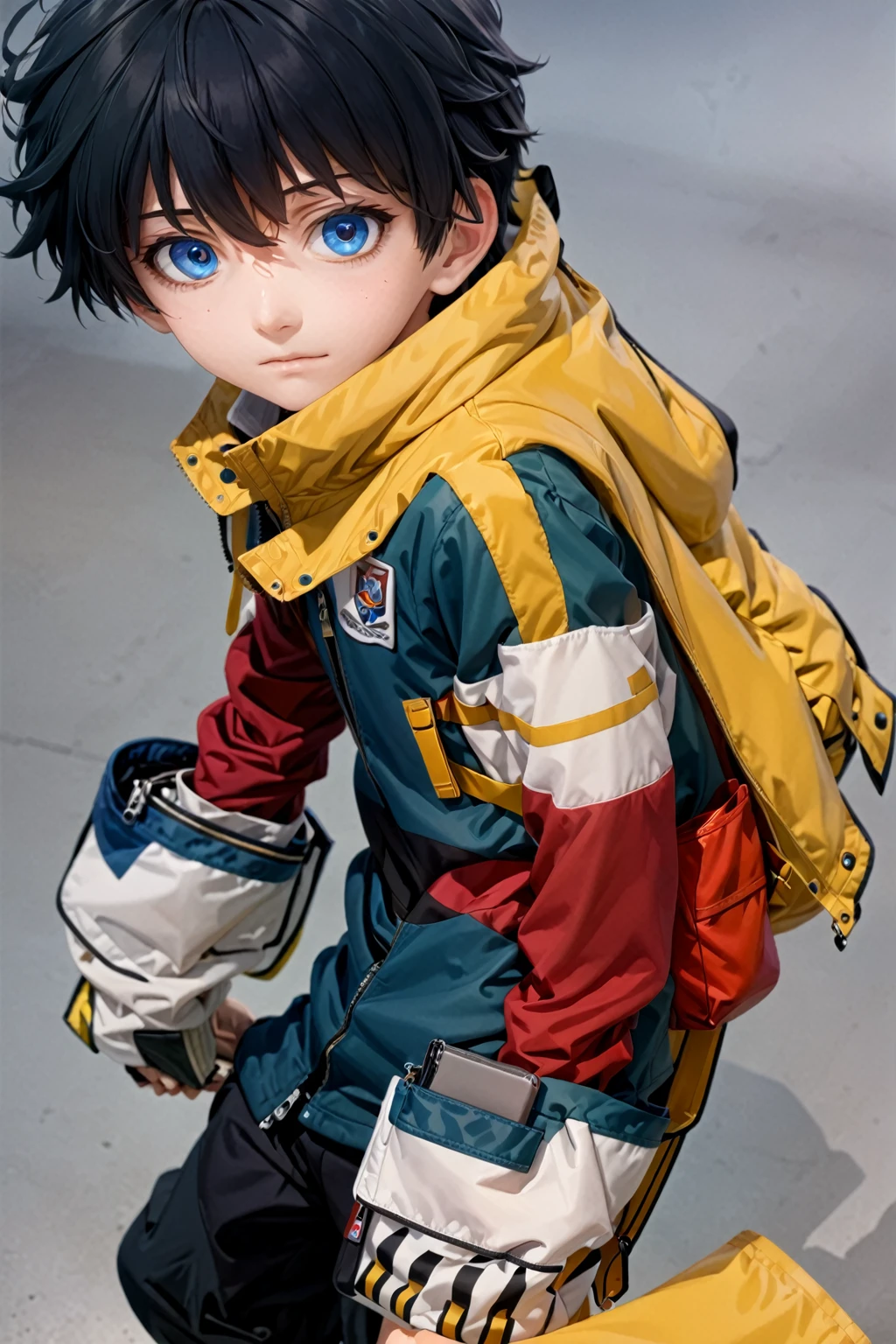 A close-up of a person wearing a jacket and a backpack, trending at CG Station, tall anime boy with blue eyes, manga cover style, trending on CG Station, shigenori soejima illustration, official art book, CG Station, Nagisa Kaworu, Detailed anime character art, a nervous teenage killer, anime cover, anime key images., anime key art...A close-up of a person wearing a jacket and a backpack, poster art by Ei-Q, pixiv, neoism, trending at CG Station, tall anime boy with blue eyes, trending on CG Station, manga cover style, shigenori soejima illustration, official art book, CG Station, Nagisa Kaworu, Detailed anime character art