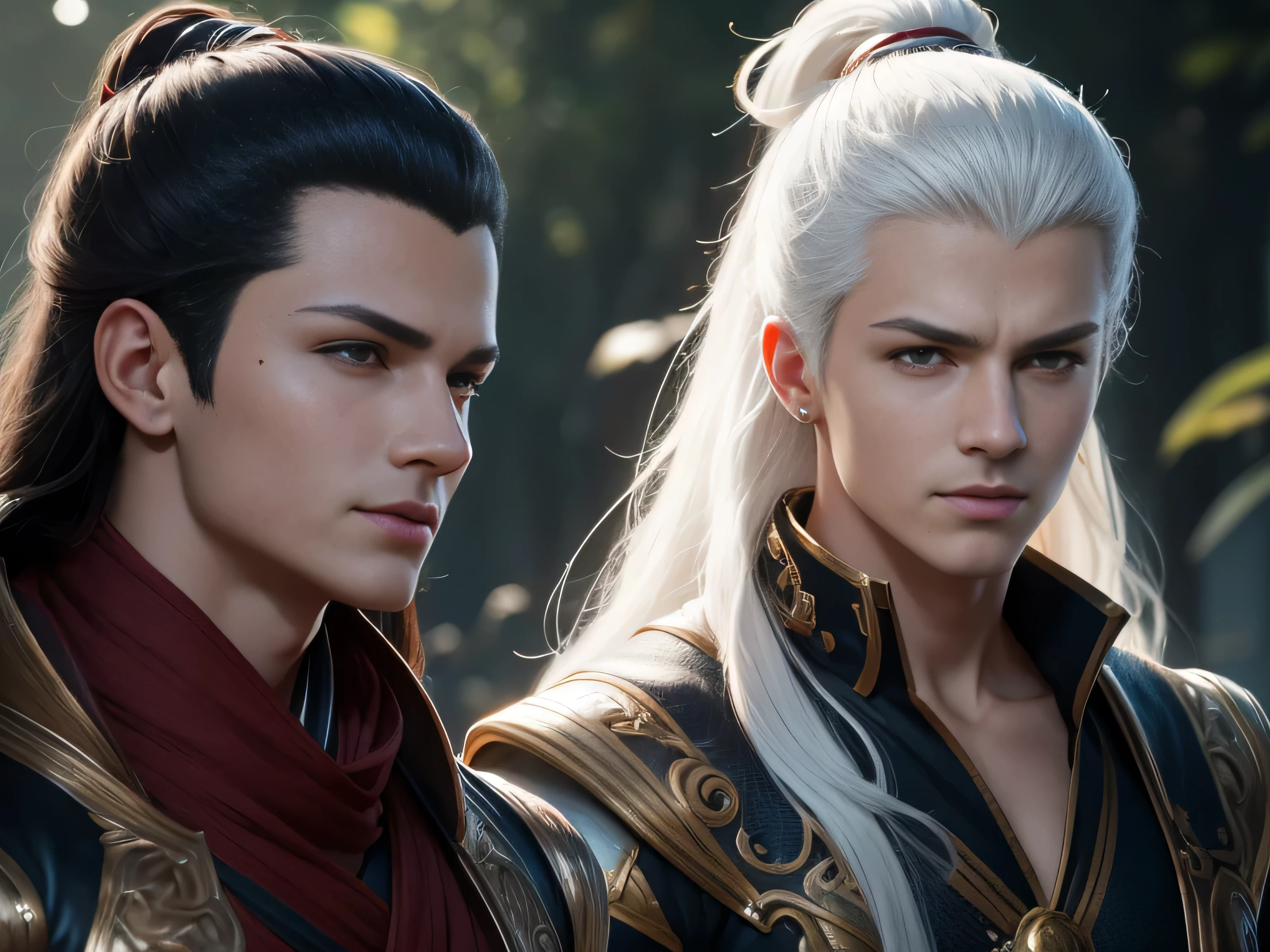 (Best Quality, 8K, Masterpiece, HDR, Soft Lighting, Picture Perfect, Realistic, Vivid), Male Humanoid Dragon (1.0), 1 Guy, Perfect Face, Super Detailed Photo of a Gorgeous Humanoid Dragon Man with Long White Hair, Side by Side lies a white dragon, Beautiful anime fantasy, background blur, anime fantasy, work in the style of Gouves, realism: 1.37, long white hair, plump lips, (Ultra high quality fantasy art), Masterpiece, male model, male character ultra high quality designs, detailed 8k anime art, realistic anime art, highest quality wallpapers, intricate ultra high quality accurate male characters faces, high quality designs and accurate physics (fantasy - ultra high quality art), dark fantasy style), masterpieces, super high quality quality characters, anime resolution - 8K, realistic anime art, wallpapers with the highest quality illustrations, ultra-high detail faces, high-quality design and accurate physics), color, depth of field, shadows, ray tracing, high-quality execution. -high quality and 8K resolution, (Accurate simulation of the interaction of light and materials)], [High-quality hair detail [Read more about beautiful and shiny white hair]], (Beautifully detailed hands [perfect fingers [Perfect nails]]], (perfect anatomy ( perfect proportions)))) [[Full-length]], [Perfect combination of colors (Accurate imitation of the interaction of light and material)], [art that conveys the meaning of the story](modified)