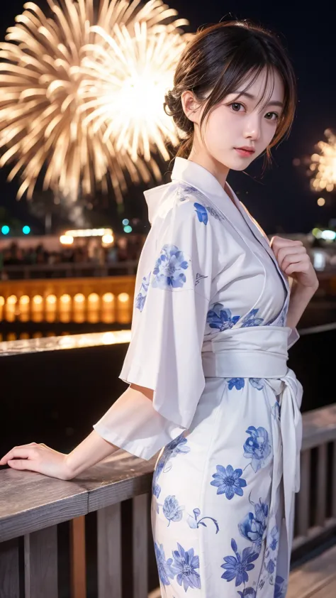 Watch the fireworks display、Girl in yukata