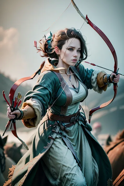 female Archer. Archery. The scenes are magnificent and surreal. (best qualityer, 4K, 8K, high resolution, master part:1.2), ultr...