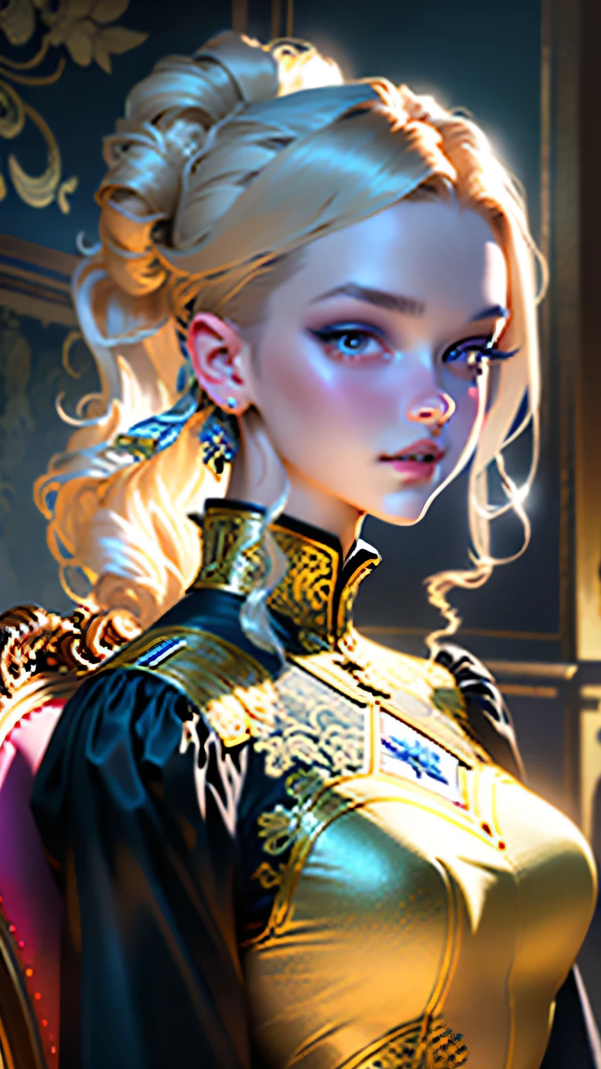 obra maestra, de la máxima calidad, (Fondos de pantalla 8K que incorporan CG muy detallados), (de la máxima calidad), (mejores ilustraciones), (mejor sombra), (Modelo de difusión estable), Violeta Evergarden, Espumoso, Hermoso, dormitorio de estilo victoriano, iluminación dinámica, Profundidad del límite escrito､((Upper Body Retrato))､Retrato