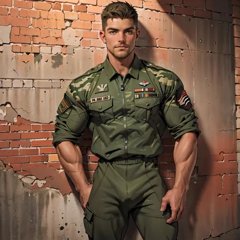 32k, high quality , detailed face , detailed hands , detailed muscles , stephen amell standing and  posing  as a military man we...