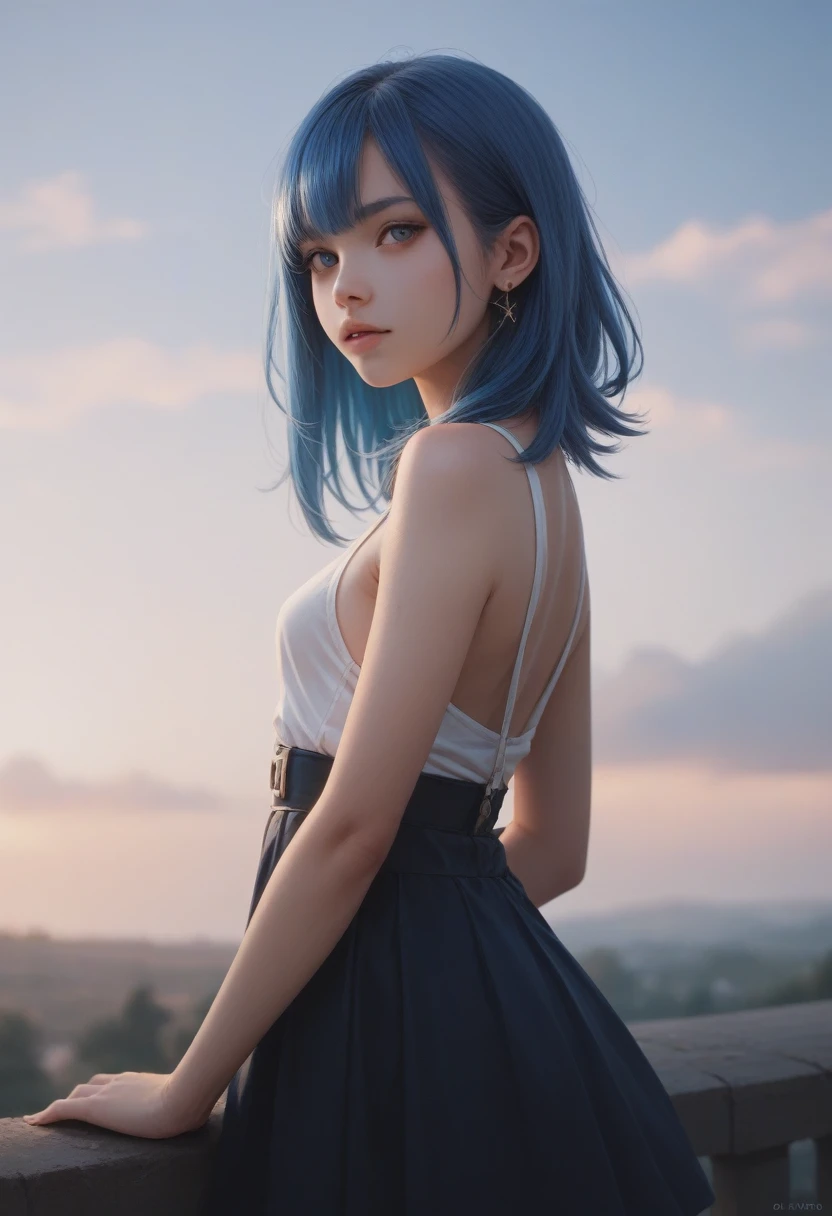 Cheveux bleu ciel