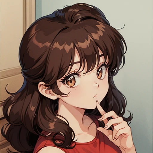 Hoshino Ai, illustration, Drawing, look at the viewer, pair, White Male, brown hair and beard, woman with red and curly hair, bronze, top quality, A high resolution.