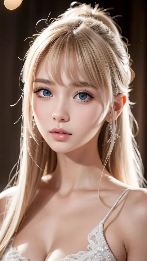 Portrait、、Bright expression、ponytail、Young, lustrous, glowing, white skin、Cheek highlight、The best beauty、Clear, silky blonde ha...