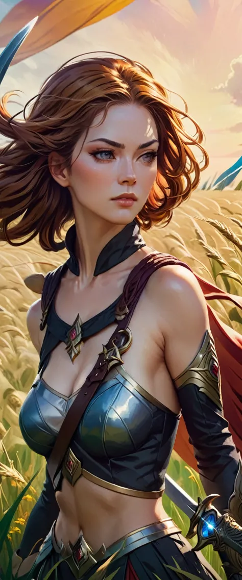 a close up of a woman holding a sword in a field, extremely detailed artgerm, style artgerm, ig model | artgerm, artgerm lau, ! ...