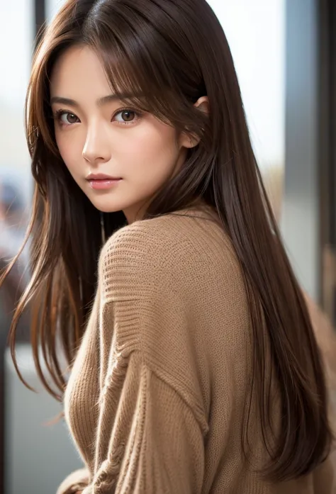 Dark brown hair、Light brown eyes、Japanese actress face、 Lady、I&#39;Iは彼とIが好きです&#39;I&#39;Iは40歳くらいです.、(Intricate details:1.2)、(Whi...