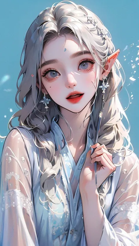 ((highest quality)), ((masterpiece)), (detailed), one girl, the background is nature、the weather was sunny.、silver hair straight...