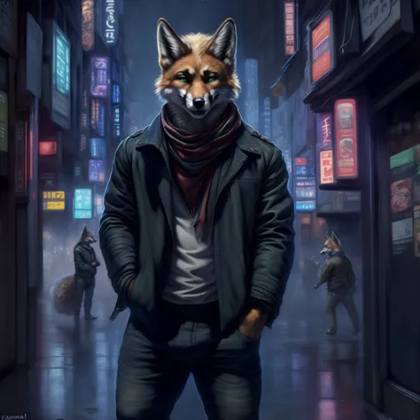 (by oouna, by honovy, by personalami, by clockhands) male, fox, solo, wearing jacket, green eyes, fox mccloud, wearing jacket, p...