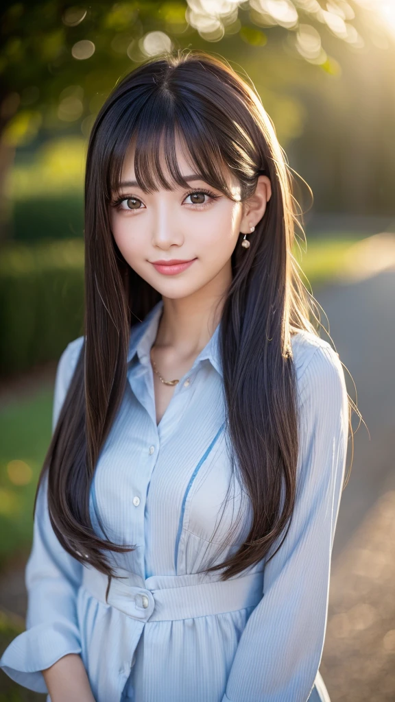 (((A real beauty))), RAW Photos, Black Hair、folder、Round eyes、False eyelashes、Straight Hair, Wavy Hair、correct、Moisturized lipstick、Striped Hair、Brown Hair、Blue Hair、(Gradient Hair)、Asymmetrical Hair、Hair behind the ear、Crossed bangs、Long Hair、((Long Hair to the Butt))、Long Hair、Straight bangs、Smooth, silky hair、Hair up on one side、Extremely Long Hair、Light brown eyes、Ring Eye、Round eyes、Wicked Smile、A light smile、Cast a Shadow、(Extraordinary presence)、Atmospheric perspective、Backlight、Exposure、Lens flare、、最high quality、超High resolution、超High resolution、Very realistic, masterpiece、correct、Textured skin、high quality、最high quality、Awards、32K, Hair Folder、Cunning、（A slight smile）、Shy laugh、Redness in the ears、correct、Subjective、Shine、360° View、Very detailed、超High resolution、Anatomically correct、masterpiece、Emphasize the chest、High resolution、High detail、Long eyelashes、A slight blush、Compensate, (((Full Body Shot)))、（Hands on hips）、Captivating pose、Shooting from a distance、Various angles of view、Hair blowing in the wind、Nikon、wide shot