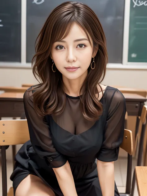 1 Female, (Wearing a black blouse:1.2), Beautiful Japanese actresses,50 years old、
(RAW Photos, Highest quality), (reality的, Pho...