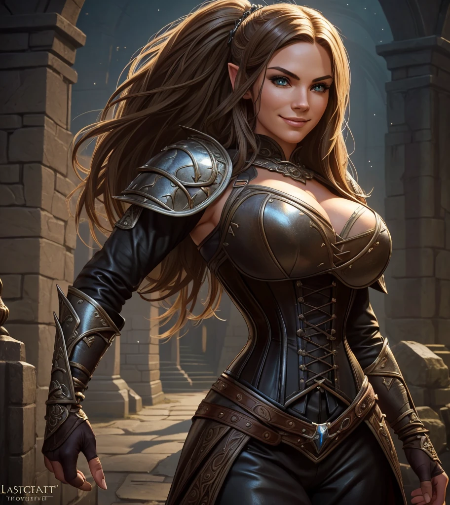 (((Imagen de personaje solista.))) (((Generar una imagen de un solo personaje.))) Dark fantasía arte, (((Dark, fondo nocturno.))) (((Strong elements of dark medieval fantasía.))) Estilo artístico de J Scott Campbell.  (((El personaje se parece a Melissa Dettwiller..))) Parece emocionante, emocionante, female adventurer for Mazmorras & dragones.  Looks like a emocionante female swashbuckler in a fantasía setting.  Single female retrato de personaje, fantasía artework, fantasía attire, fantasía clothes, (((armadura de cuero))), (((corsé apretado))), vago, cuerpo atlético, cuerpo de gimnasta, (((sonrisa engreída))), (((pose de acción))), (((ropa medieval))), cejas arqueadas, atrevido, (((hermosa cara))), furtivo, astuto, atractivo, sexy, juvenil, (((sonrisa lujuriosa))), (((cabello muy sexy y atractivo))), pechos firmes, arrogant, Cuerpo hermoso, hiper detallado, trending on artestation, (((Mazmorras & dragones))) Pionero, Skyrim, señor de los Anillos, Game of Thrones, retrato de personaje, detalles intrincados, ultra detallado, ultra detallado clothes, epic obra maestra, detalles intrincados, tendencia en artstation, arte digitale, Motor irreal, 8K, ultra alta definición, imagen centrada hermosa cara, fantasía artework, fantasía attire, fantasía adventurer, obra maestra:1.3,foto locamente detallada:1.2, textura realista hiperrealista:1.4, imagen perfecta:1.0,8K, sede,mejor calidad:1.0, (obra maestra,fantasía,arte, mejor calidad, Motor irreal, 8K, ultra alta definición, imagen centrada, absurdos, mejor calidad:1.0,hiperrealista:1.0,Fotorrealista:1.0,madly detailed CG unity 8K wallpaper:1.0,obra maestra:1.3,foto locamente detallada:1.2, textura realista hiperrealista:1.4, imagen perfecta:1.0,8K, sede,mejor calidad:1.0,