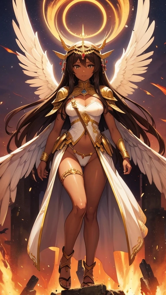 Brown skin　Beautiful War Goddess　High leg　Angel&#39;s wing　Gal Angel　Lewd face　Obscene tattoos