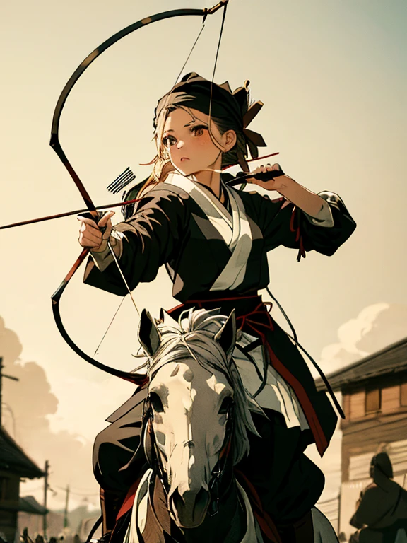 hunter, Kyudo, Kyudo, (Shooter), Archer, (masterpiece), highest quality, Elf, 1girl, uhd, retina, masterpiece, ccurate, anatomically correct, textured skin, super detail, high details, high quality, best quality, highres, 4K