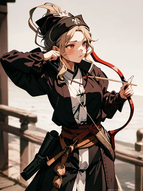 hunter, Kyudo, Kyudo, (Shooter), Archer, (masterpiece), highest quality, Elf, 1girl, uhd, retina, masterpiece, ccurate, anatomic...