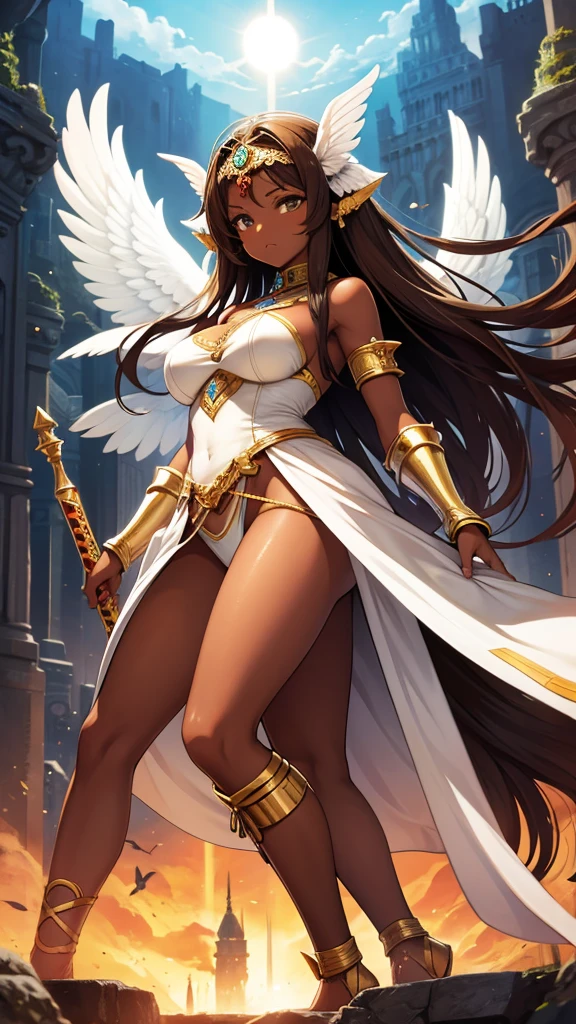 Brown skin　Beautiful War Goddess　High leg　Angel&#39;s wing　Gal Angel　Lewdな顔　Vulgar tattoos　Lewd　Fallen Angel　The despised angel　Vulgar pose