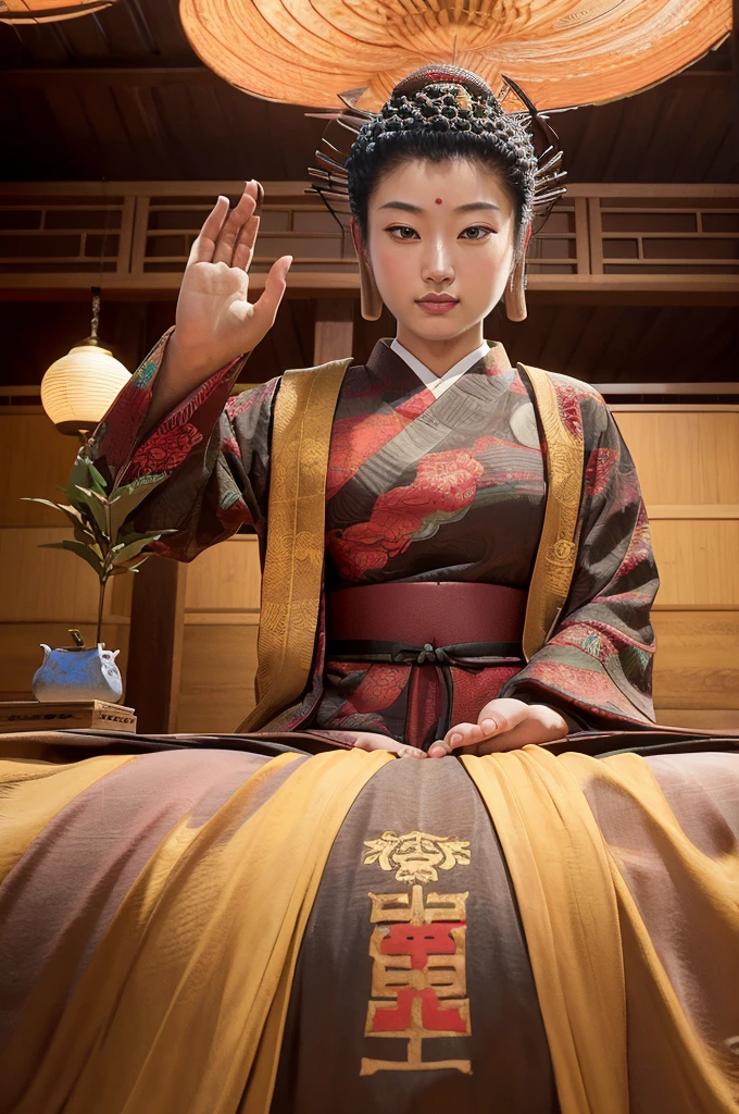 Erstellen Sie ein digitales Kunstwerk, das vom traditionellen Ukiyo-e inspiriert ist, der berühmte japanische Holzschnittstil. Echter Buddha und verrücktes Gesicht auf dem laufenden Nilpferd,Die Szene soll einen Moment des alltäglichen Lebens im Japan der Edo-Zeit einfangen, Einbeziehung von Elementen wie Naturlandschaften, schöne Kurtisanen, Kabuki-Schauspieler, oder Samurai-Krieger. Verwenden Sie eine Farbpalette, die an die lebendigen, aber zarten Farbtöne der Ukiyo-e-Drucke erinnert, und achten Sie auf feine Details und Texturen, um die komplizierte Handwerkskunst der ursprünglichen Kunstform hervorzurufen.