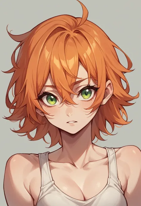 orange hair、yellow-green eyes