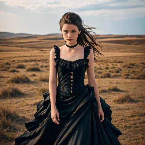 masterpiece, best quality,1 girl, gothic, wind-blown ruffled dress , 8k high resolution,