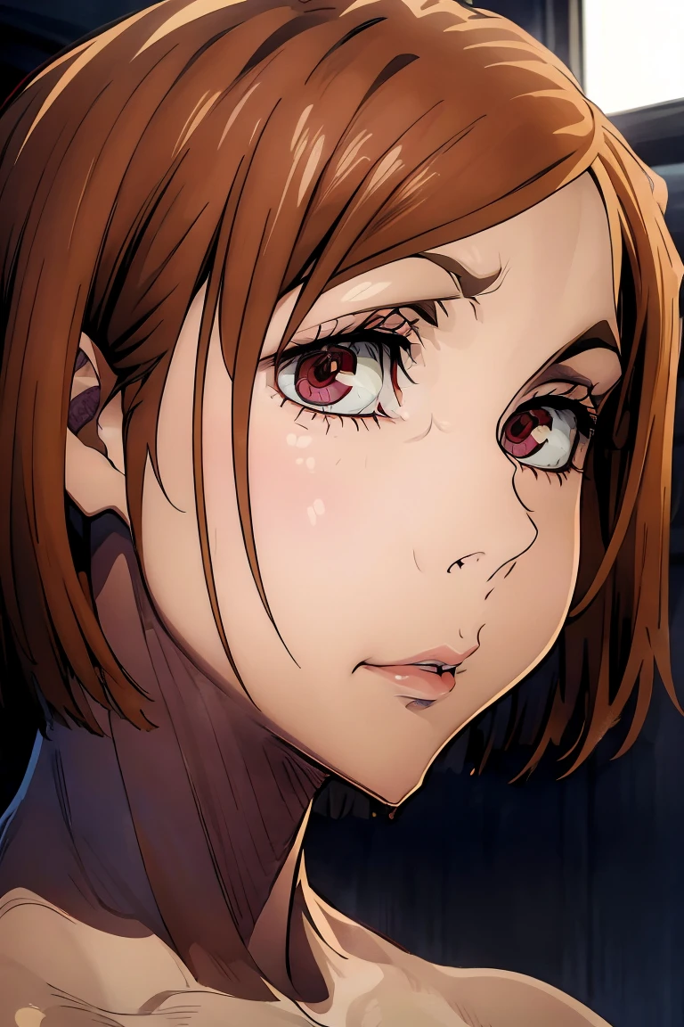 Naked Nobara, beautiful detailed eyes, beautiful detailed lips, extremely detailed eyes and face, long eyelashes, big hot ass, big back, intricate details, hyper realistic, 8k, high quality, photorealistic, masterpiece, cinematic lighting, dramatic lighting, vibrant colors, digital painting, 3d render, concept art style