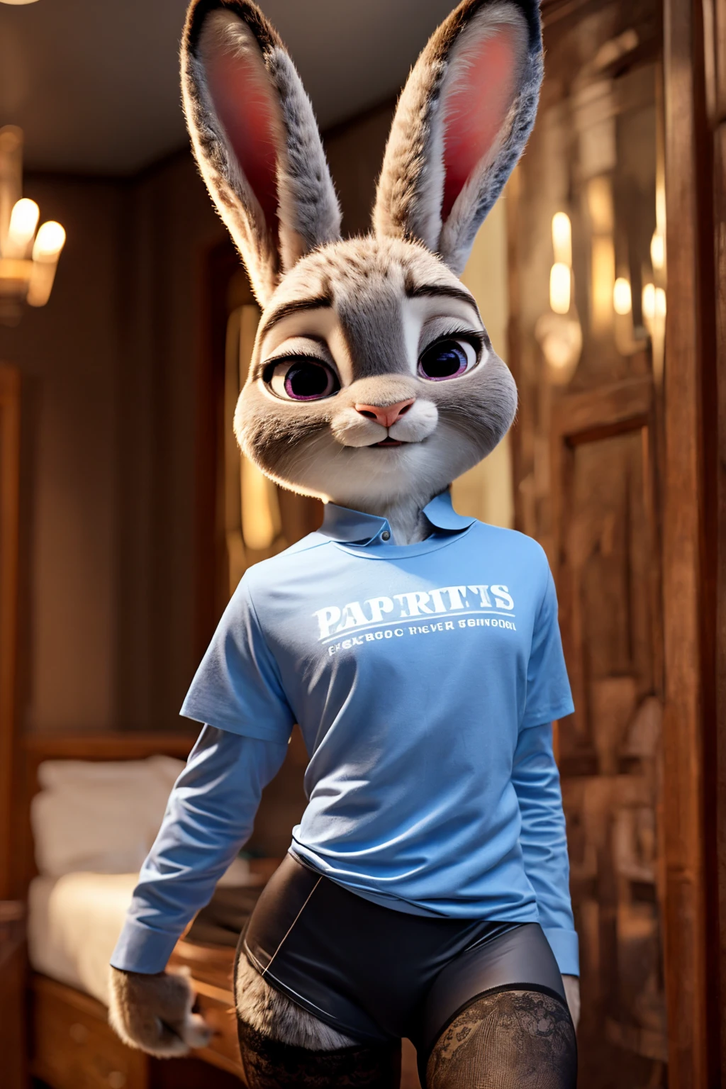 Judy hopps ,playboy suit,stockings,t-shirt,RAW,high quality,fur realistic -  SeaArt AI