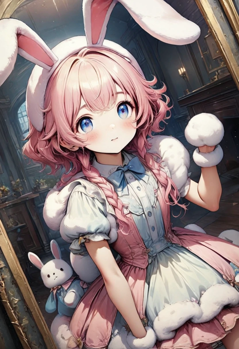 Ultra-realistic CG K ,((premium、8k、32k、Masterpiece:1.3)), (superfine illustration)、(súper high resolution), (((adult body))),whole body, plano general ,extremely detailed and beautiful eyes, a woman dressed in a fluffy rabbit costume with big bunny ears, tiro de whole body, wide angle, cute expression and , professional portrait, 8k hiper detallado, high resolution, detailed facial features, Detailed clothing, soft lighting, capricious, Fancy, pastel colours, adorable, HD.