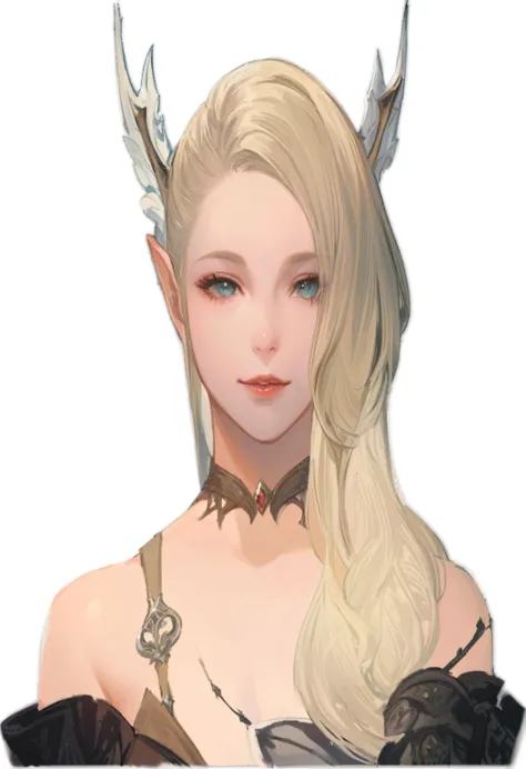 Close-up of a woman with long blonde hair in a dress, Lineage 2 Revolution Style, Final Fantasy 14 Style, Female Elf, elven char...