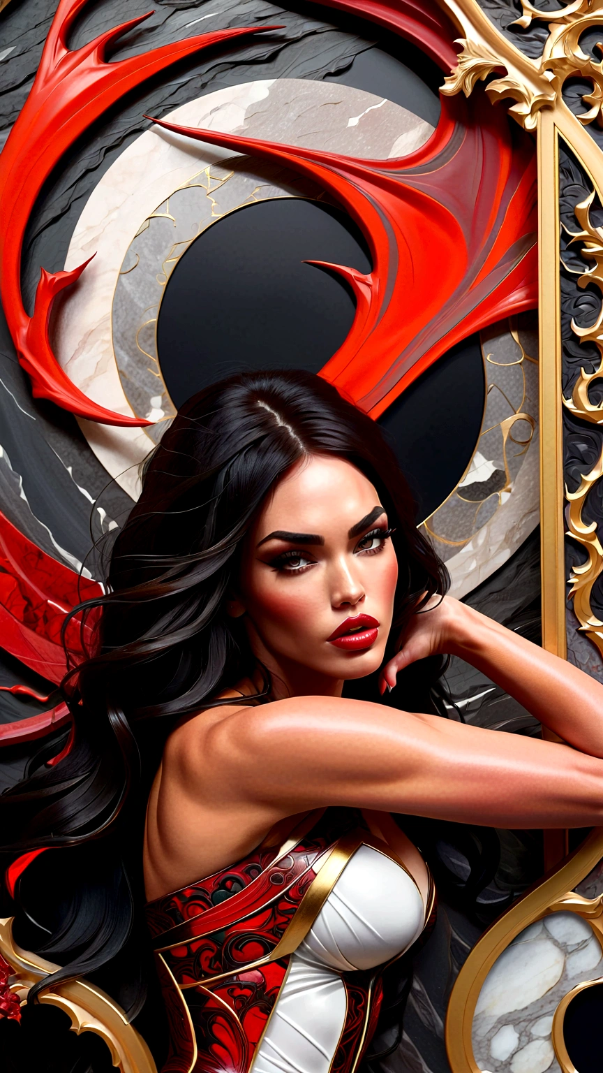 Una hermosa ilustración de megan fox como una vampira muy musculosa en una  textu - SeaArt AI