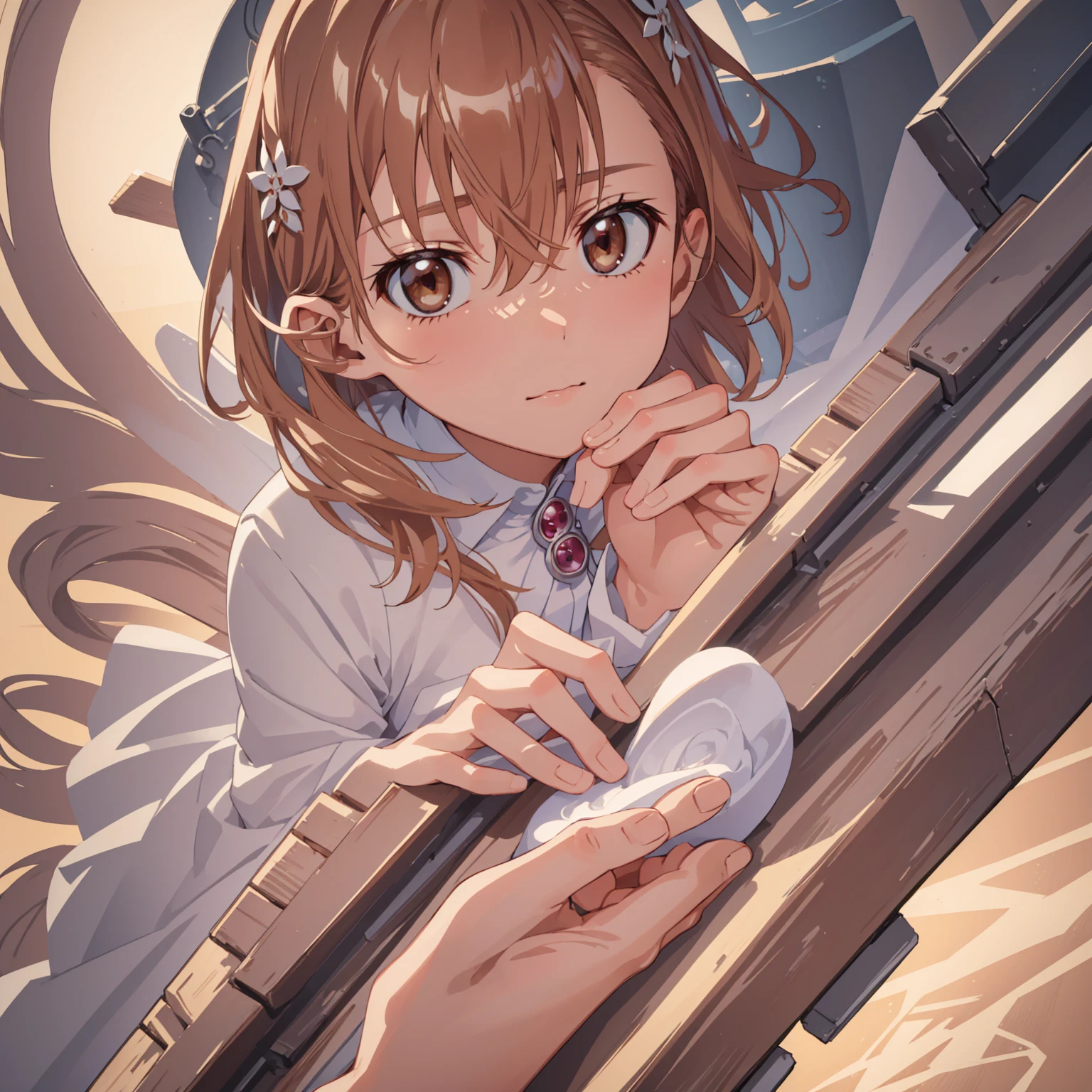 ((Best Quality)), ((masterpiece)), (detailed), 1girl, solo, perfect face, beautiful face, detailed face, detailed hands, detailed fingers, perfect eyes, perfect hair, detailed hair, Misaka_mikoto, 