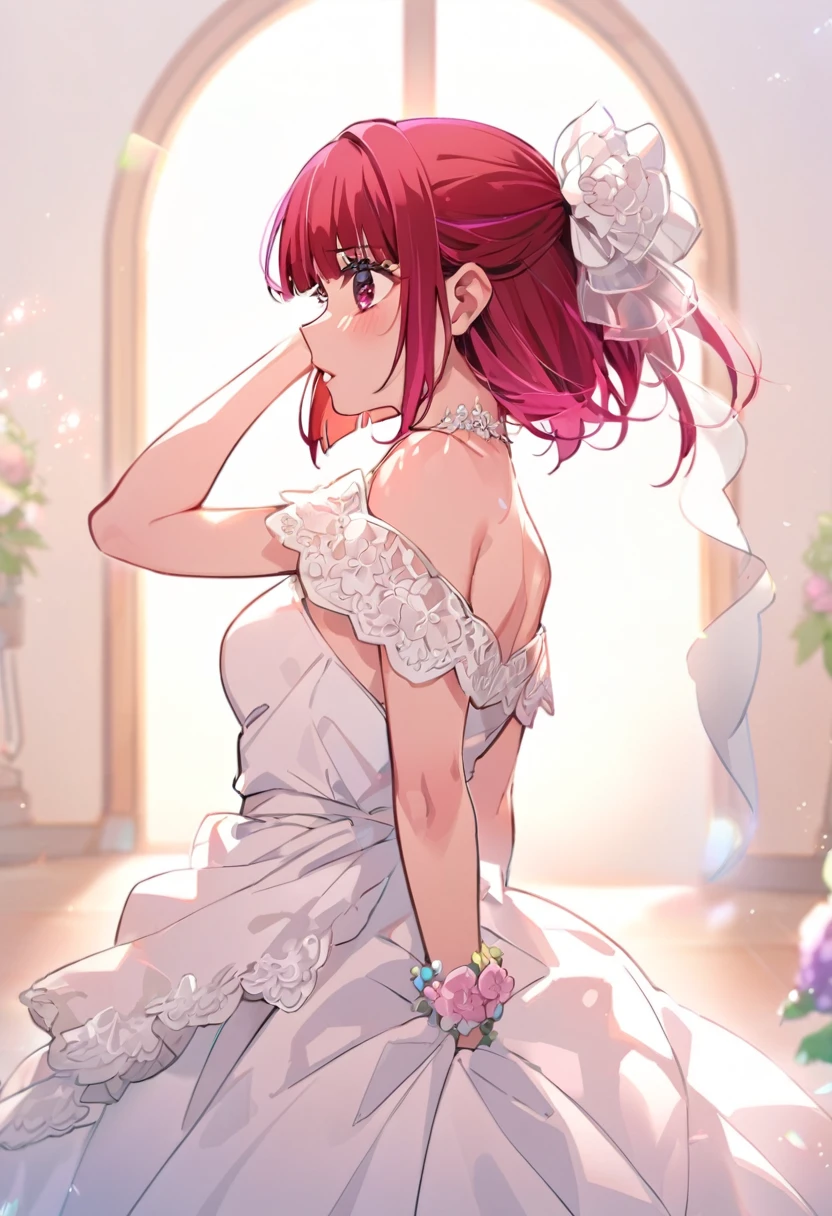 robe de mariée、une personne、cheveux roux、Raccourcis、Arima Kana